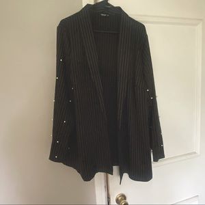 SHEIN Pinstripe Blazer with Pearl Sleeves- 3X